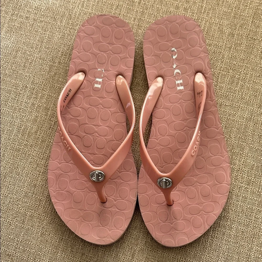 Coach Women's light pink flip flops - Picture 1 of 4